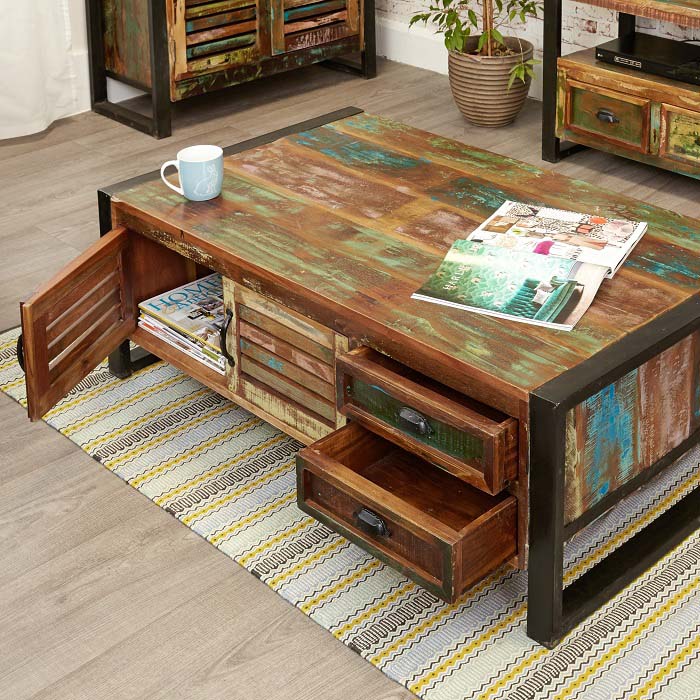 Urban Chic Large 4 Drawer Coffee Table, Large End Table With Drawers
