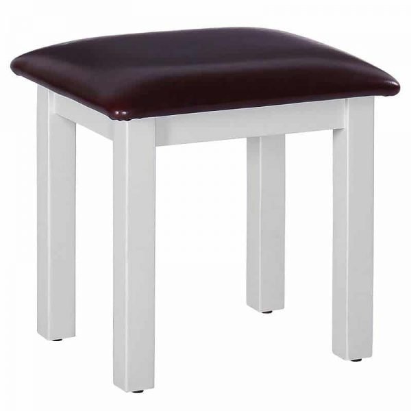 Akora Painted Collection Black Leather Dressing Table Stool