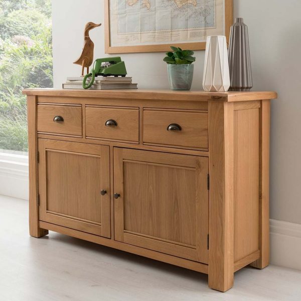Breeze Collection Solid Oak Sideboard with 3 Drawers Free Delivery