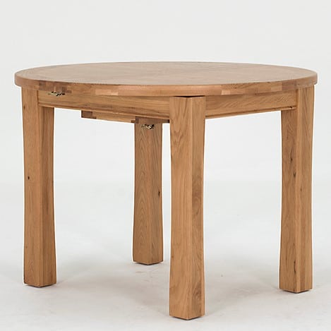Solid Oak Round Extending Dining Table 107 140cm Free Delivery