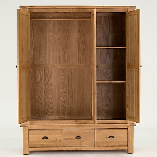 Solid Oak Triple Wardrobe Exceptional Quality Free Delivery