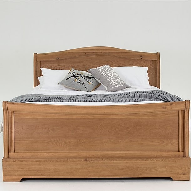 Carmen Super King Size Sleigh Bed Oak, Solid Wood Sleigh Bed Super King Size Mattress Dimensions
