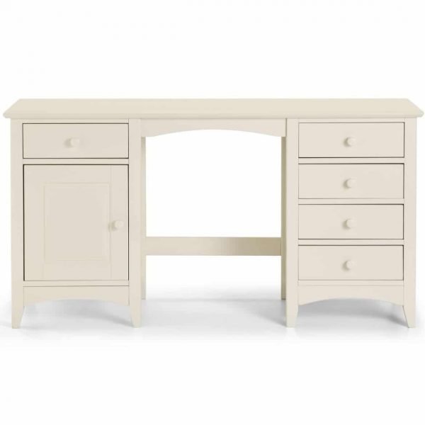 white and wood dressing table