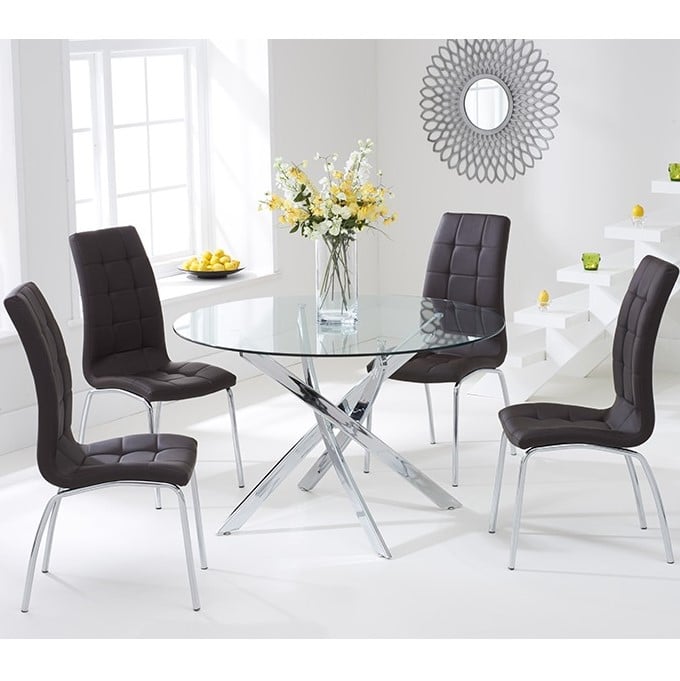 Daytona 120cm Glass Round Dining Table, Round Dining Chairs And Table