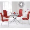 Daytona 110cm Glass Dining Table California Dining Chairs in Red Pair PT31090 PT31089