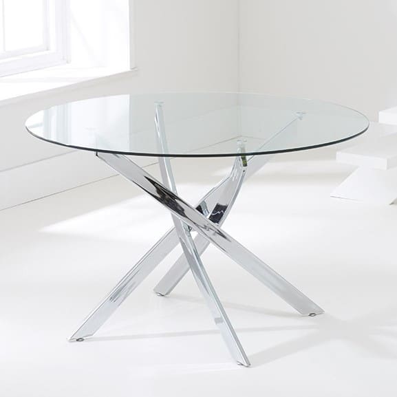 Daytona 120cm Glass Round Dining Table, White Glass Round Dining Table