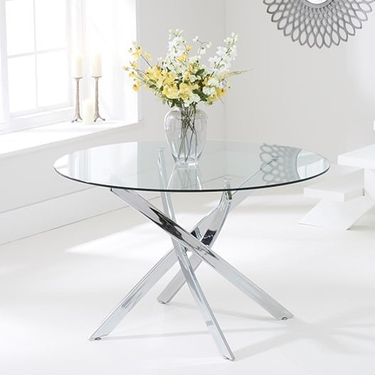 Daytona 110cm Glass Round Dining Table Free Delivery Great Deals Daytona 110cm Glass Round Dining Table, Glass Round Kitchen Table