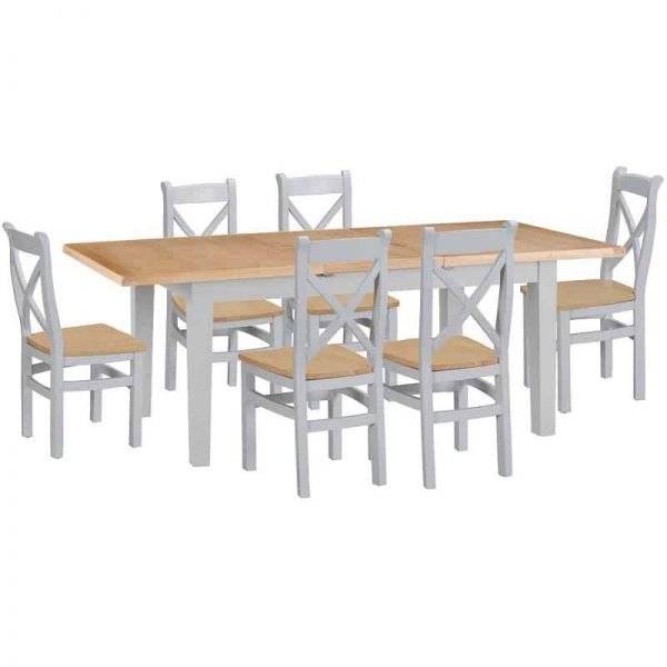160-210cm Extending Dining Table 6 Chair Set