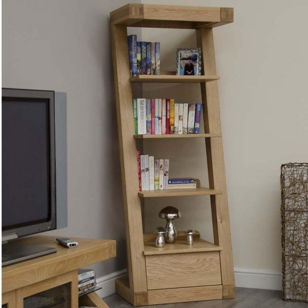 Z Solid Oak Furniture 1 Drawer Narrow Bookcase