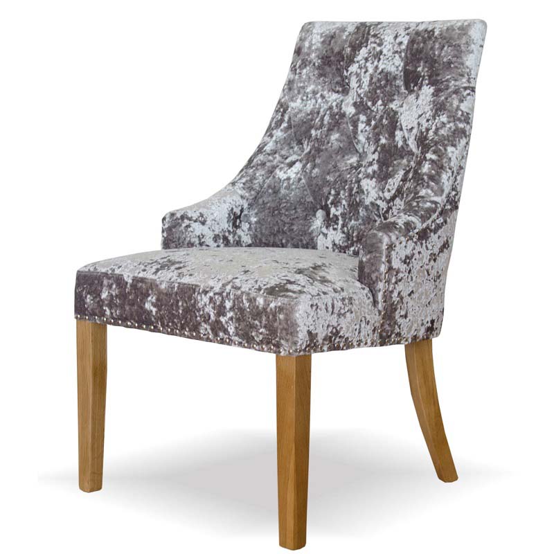 Ascott Deep Crushed Silver Velvet Dining Chair Free Delivery Buy Now