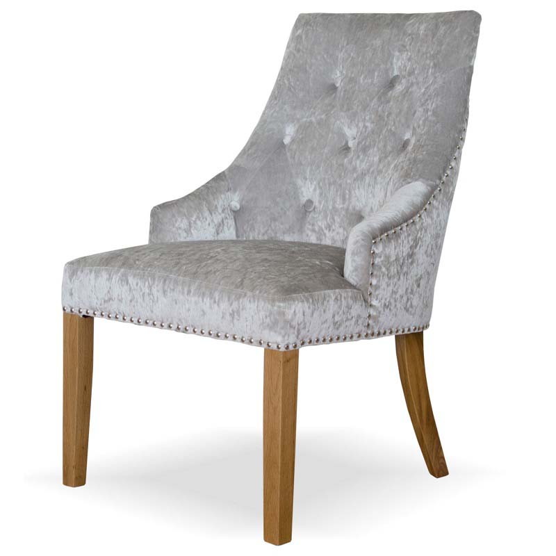 Ascott Crushed Silver Velvet Dining Chair Free Delivery Buy Now