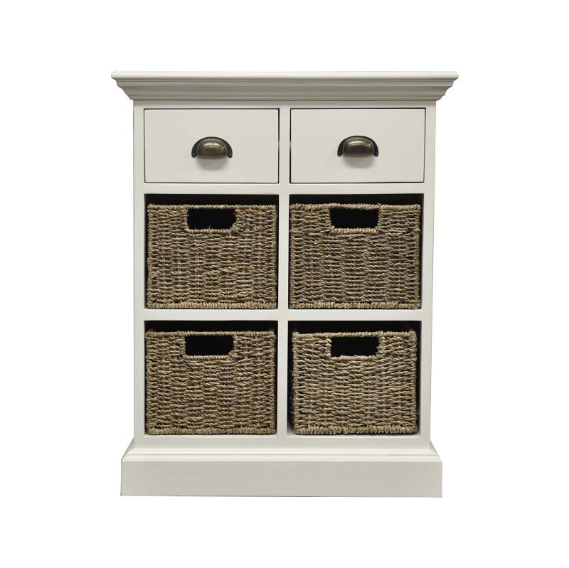 Pure Wicker 2 Drawer Lamp Table With 4 Storage Baskets L Free Delivery