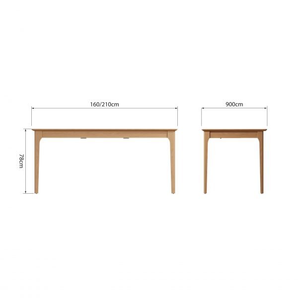 Katarina Oak 160cm Extending Butterfly Dining Table dims scaled