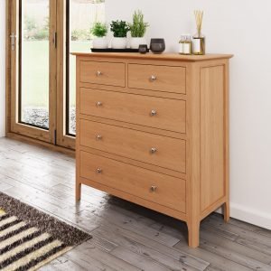 Katarina Oak 2 over 3 Chest of Drawers scaled
