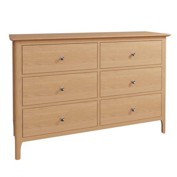 Katarina Oak Chest of 6 Drawers angle scaled