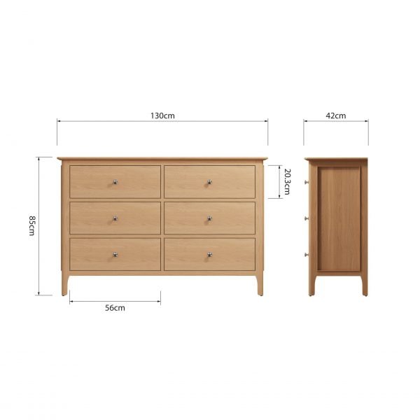 Katarina Oak Chest of 6 Drawers dims scaled