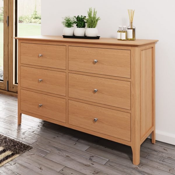 Katarina Oak Chest of 6 Drawers scaled