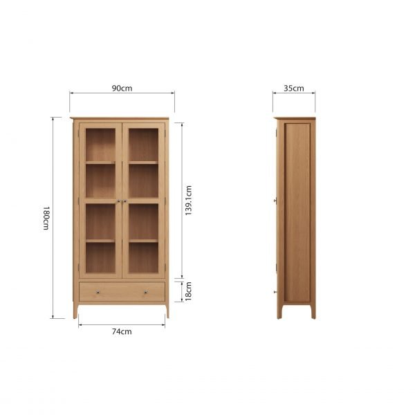 Katarina Oak Display Cabinet with Lights dims scaled