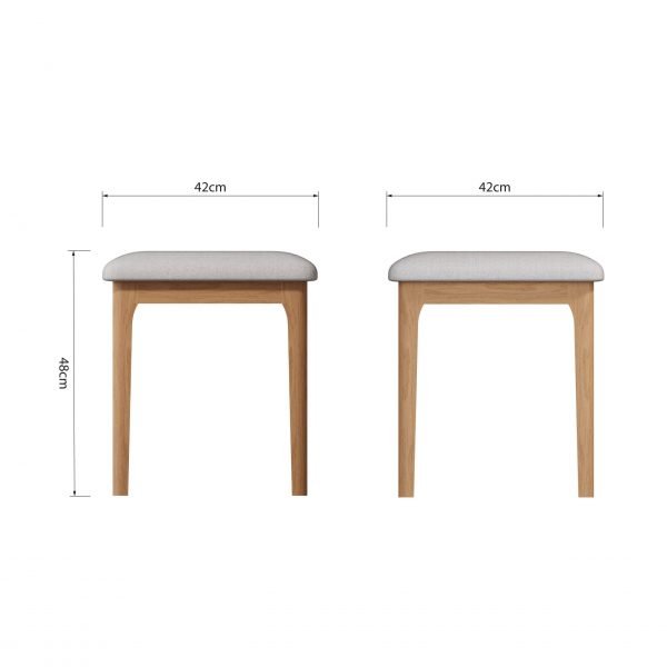 Katarina Oak Dressing Table Stool dims scaled