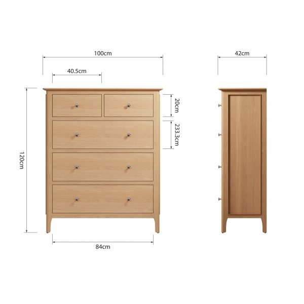 Katarina Oak Extra Large 2 over 3 Chest of Drawers dims scaled