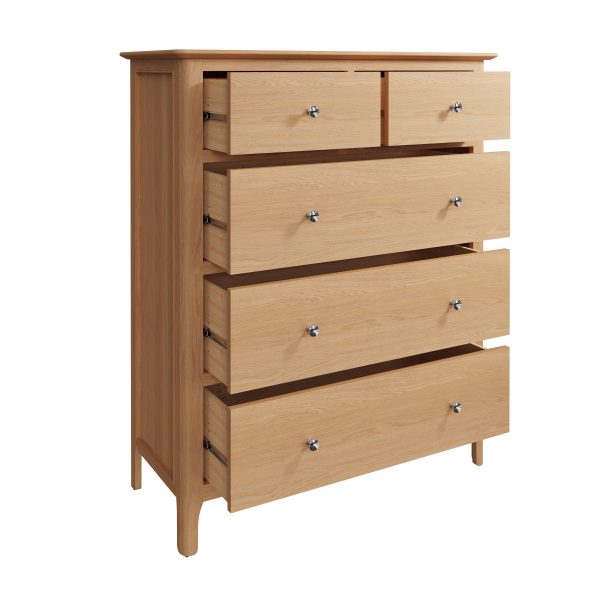Katarina Oak Extra Large 2 over 3 Chest of Drawers open scaled