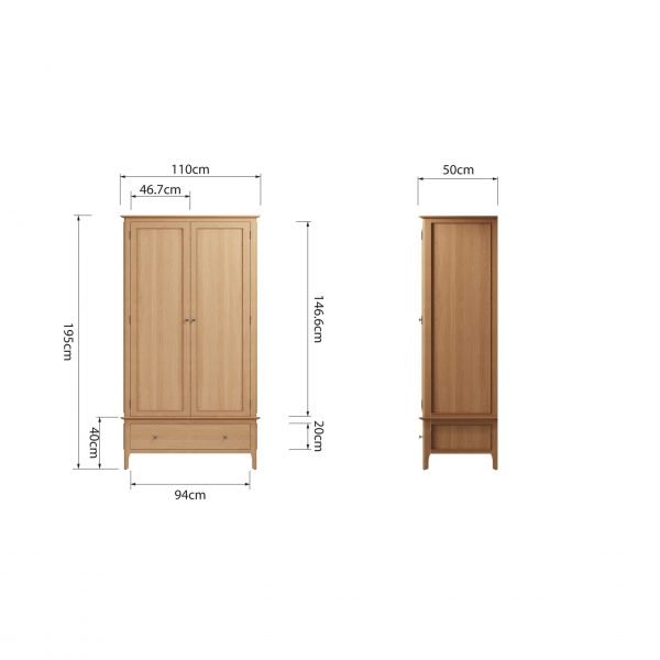 Katarina Oak Large 2 Door Wardrobe dims scaled