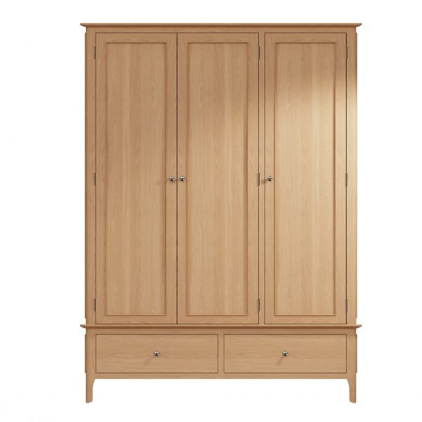 Katarina Oak Large 3 Door Wardrobe front scaled