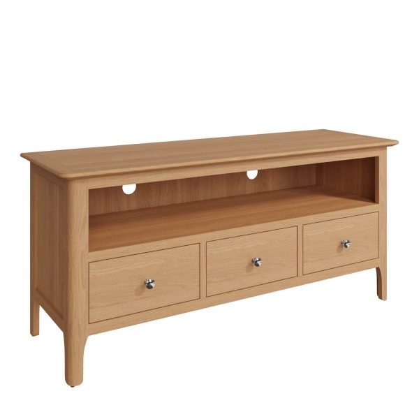 Katarina Oak Large TV Cabinet angle scaled