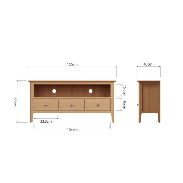 Katarina Oak Large TV Cabinet dims scaled