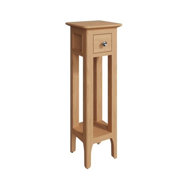 Katarina Oak Plant Stand Lamp Table angle scaled