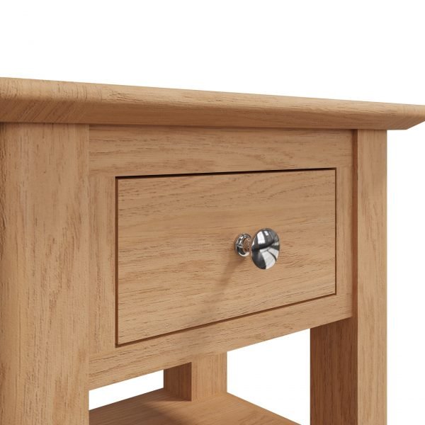 Katarina Oak Side Lamp Table drawer scaled