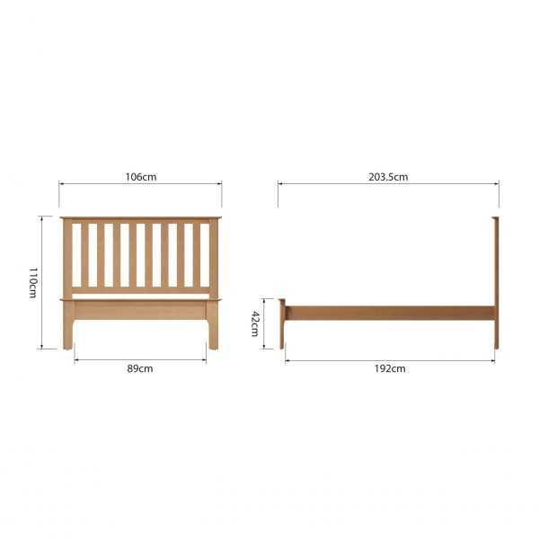 Katarina Oak Single Slatted Bed dims scaled