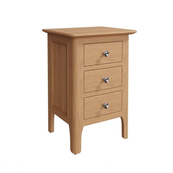 Katarina Oak Small Bedside table angle scaled