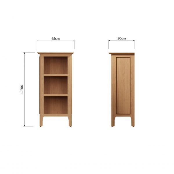 Katarina Oak Small Narrow Bookcase dims scaled