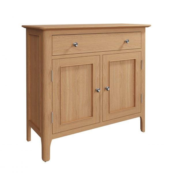 Katarina Oak Small Sideboard angle scaled