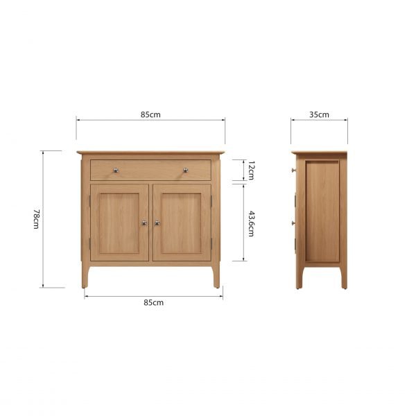 Katarina Oak Small Sideboard dims scaled