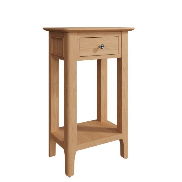 Katarina Oak Telephone Lamp Table angle scaled