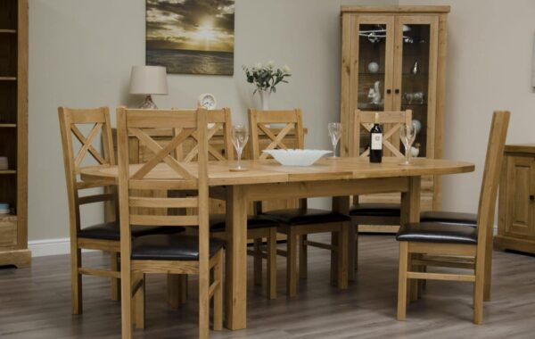 Canterbury Oak Extending Oval Dining Table Set