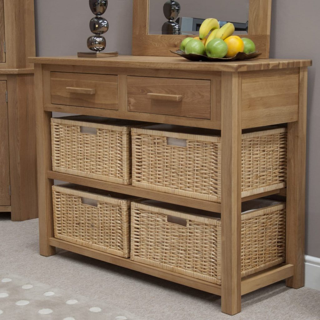 Harwell Oak Basket Console Table Only Oak Furniture Free Delivery