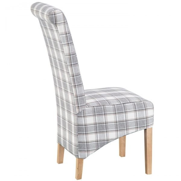 Scroll Back Cappuccino Check Dining Chair