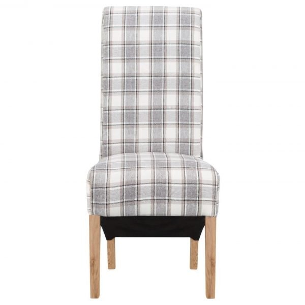 Scroll Back Cappuccino Check Dining Chair
