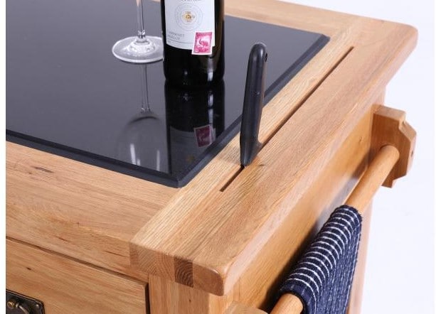 Edmonton Premium Oak Granite Top Kitchen Island Unit Challange Edmonton Premium Oak Granite Top, Granite Top Kitchen Island Wine Rack