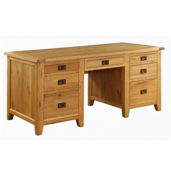 Edmonton Premium Oak Twin Pedestal Office Desk 0 Finance Available
