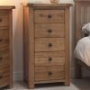 RUS5CH Rustic5DrawerNarrowChest 2