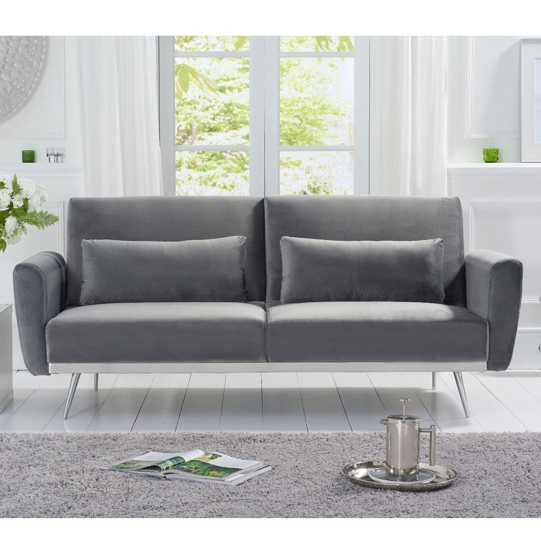 Elsa Grey Velvet Sofa Bed Only Oak Furniture Beater Guarantee Elsa Grey Velvet Sofa Bed Only Oak, Grey Velvet Sofa Bed Uk