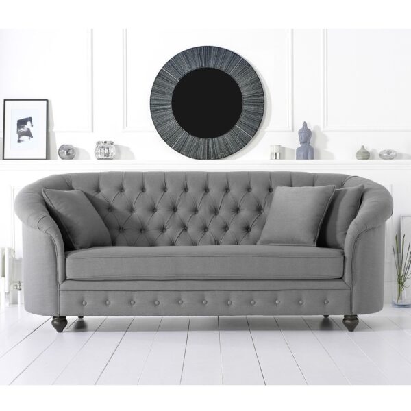 Casey Chesterfield Grey Fabric Three Seater Sofa