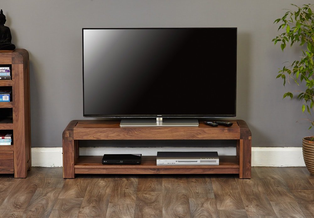 Shiro Walnut Low Widescreen TV Unit Free Delivery Only oak Furniture