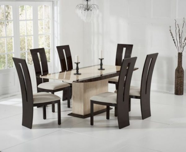 alba brown cream marble dt valencie brown chairs   pt32228 pt32210 1