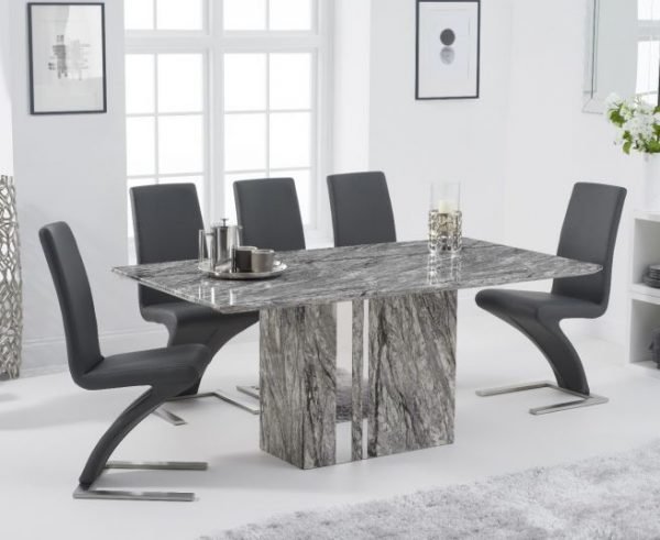 alice 180cm grey marble dining table with hereford chairs wr1