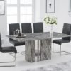 alice 180cm grey marble dining table with malibu chairs wr1